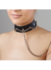 Чёрный ошейник из натуральной кожи - Sitabella - купить с доставкой в Смоленске