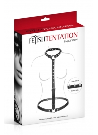 Черная упряжь на тело с шипами на ошейнике - Fetish Tentation - купить с доставкой в Смоленске