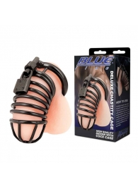 Черная металлическая клетка с замком Deluxe Chastity Cage - BlueLine - купить с доставкой в Смоленске