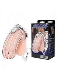 Серебристая металлическая клетка с анальным стимулятором Cock Cage - BlueLine - купить с доставкой в Смоленске