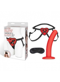 Красный поясной фаллоимитатор Red Heart Strap on Harness   5in Dildo Set - 12,25 см. - Lux Fetish - купить с доставкой в Смоленске