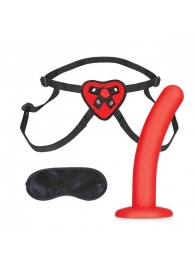 Красный поясной фаллоимитатор Red Heart Strap on Harness   5in Dildo Set - 12,25 см. - Lux Fetish - купить с доставкой в Смоленске