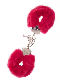 Металлические наручники с красной меховой опушкой METAL HANDCUFF WITH PLUSH RED - Dream Toys - купить с доставкой в Смоленске