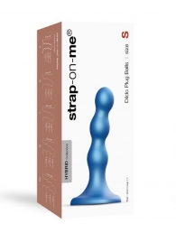 Голубая насадка Strap-On-Me Dildo Plug Balls size S - Strap-on-me - купить с доставкой в Смоленске