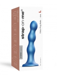 Голубая насадка Strap-On-Me Dildo Plug Balls size L - Strap-on-me - купить с доставкой в Смоленске