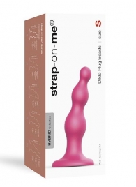 Розовая насадка Strap-On-Me Dildo Plug Beads size S - Strap-on-me - купить с доставкой в Смоленске
