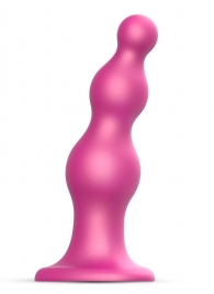 Розовая насадка Strap-On-Me Dildo Plug Beads size S - Strap-on-me - купить с доставкой в Смоленске