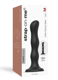 Черная насадка Strap-On-Me Dildo Geisha Balls size M - Strap-on-me - купить с доставкой в Смоленске