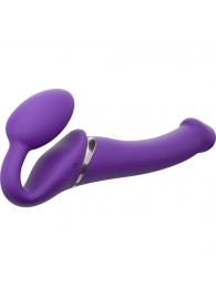 Фиолетовый безремневой вибрострапон Vibrating Bendable Strap-On - size L - Strap-on-me - купить с доставкой в Смоленске