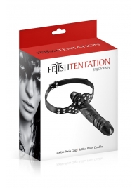 Черный кляп-фаллоимитатор Double Penis Gag - Fetish Tentation - купить с доставкой в Смоленске