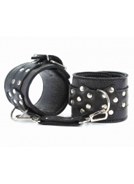 Чёрные кожаные оковы с клепками - БДСМ Арсенал - купить с доставкой в Смоленске