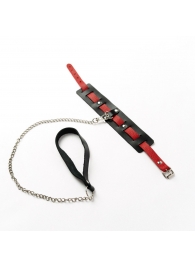 Черный ошейник с красным ремешком и поводком - Crazy Handmade - купить с доставкой в Смоленске