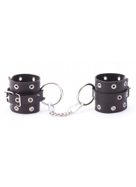 Черные кожаные наручники с люверсами - Crazy Handmade - купить с доставкой в Смоленске