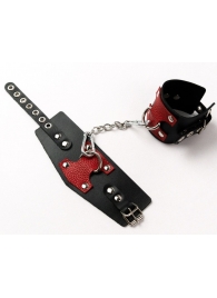 Черные кожаные оковы с красными вставками - Crazy Handmade - купить с доставкой в Смоленске