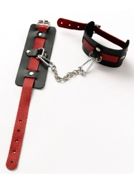 Черные оковы с красным декором и заклепками - Crazy Handmade - купить с доставкой в Смоленске