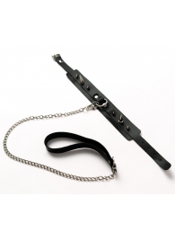 Черный ошейник с шипами и поводком - Crazy Handmade - купить с доставкой в Смоленске