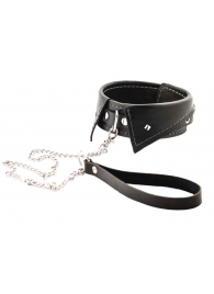 Черный ошейник-воротничок с металлическим поводком - Crazy Handmade - купить с доставкой в Смоленске