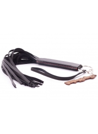 Черная кожаная плеть с удобной ручкой - 50 см. - Crazy Handmade - купить с доставкой в Смоленске