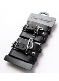 Черные кожаные наручники с ремешками - Crazy Handmade - купить с доставкой в Смоленске