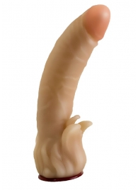 Телесная гелевая насадка-фаллос с клиторальными лепестками - 18,5 см. - LOVETOY (А-Полимер) - купить с доставкой в Смоленске