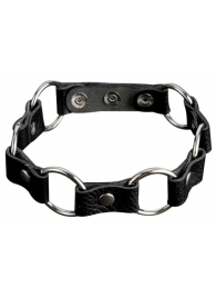 Кожаный черный ошейник с кольцами - Sitabella - купить с доставкой в Смоленске