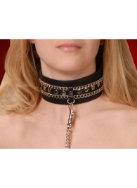Чёрный ошейник с цепочками и поводком - Sitabella - купить с доставкой в Смоленске
