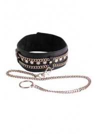 Чёрный ошейник с цепочками и поводком - Sitabella - купить с доставкой в Смоленске
