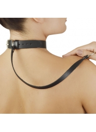 Зеленый меховой ошейник с кожаным поводком - Sitabella - купить с доставкой в Смоленске