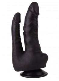 Двойной фаллоимитатор чёрного цвета на присоске - 17 см. - LOVETOY (А-Полимер)