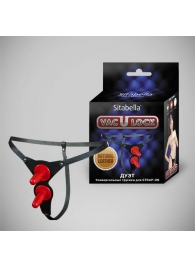 Чёрные кожаные трусики с двумя штырьками для насадок - Sitabella - купить с доставкой в Смоленске