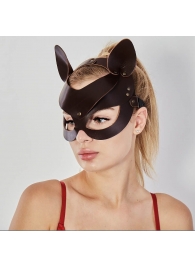 Коричневая кожаная маска  Кошечка - Sitabella - купить с доставкой в Смоленске
