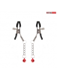 Серебристые зажимы на соски с шариками на цепочках - Notabu - купить с доставкой в Смоленске