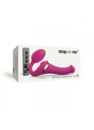 Ярко-розовый безремневой страпон Multi Orgasm Size S с клиторальной стимуляцией - Strap-on-me - купить с доставкой в Смоленске