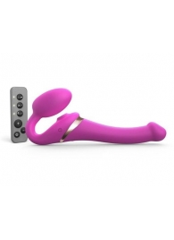Ярко-розовый безремневой страпон Multi Orgasm Size S с клиторальной стимуляцией - Strap-on-me - купить с доставкой в Смоленске
