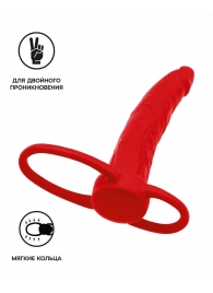 Красная насадка на пенис для двойного проникновения Black Red - 16,5 см. - ToyFa - купить с доставкой в Смоленске