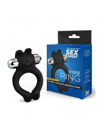 Черное силиконовое эрекционное виброкольцо Sex Expert - Sex Expert - в Смоленске купить с доставкой