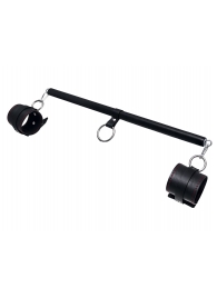 Черная распорка для ног с кожаными манжетами - Pecado - купить с доставкой в Смоленске