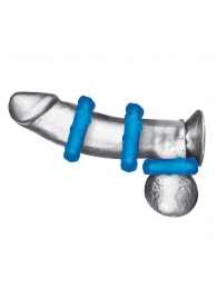 Комплект из трех голубых эрекционных колец 3-Pack Ribbed Rider Cock Ring Set - BlueLine - в Смоленске купить с доставкой