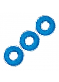 Комплект из трех голубых колец для эрекции 3-Pack Ultra-Stim Stretch Cock Rings - BlueLine - в Смоленске купить с доставкой