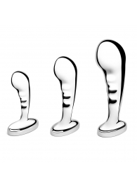 Набор из 3 стальных стимуляторов простаты Stainless Steel P-spot Training Set - b-Vibe - в Смоленске купить с доставкой