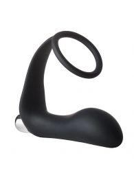Черное эрекционное кольцо с вибропробкой Vibrating Anal Plug With Cockring - Dream Toys - в Смоленске купить с доставкой