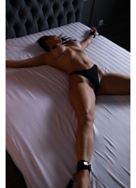 Черный кожаный набор фиксации на кровати Sex Game - БДСМ Арсенал - купить с доставкой в Смоленске
