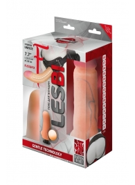 Телесный страпон Harness LESBI с вагинальной пробкой - 16,5 см. - LOVETOY (А-Полимер) - купить с доставкой в Смоленске