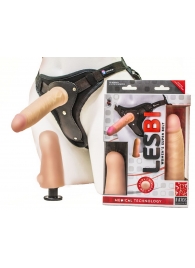 Телесный страпон Harness LESBI с вагинальной пробкой - 16,5 см. - LOVETOY (А-Полимер) - купить с доставкой в Смоленске