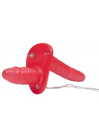 Красный женский страпон с вагинальной пробкой Bad Kitty - 18 см. - Orion - купить с доставкой в Смоленске