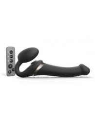 Черный безремневой страпон Multi Orgasm Size M с клиторальной стимуляцией - Strap-on-me - купить с доставкой в Смоленске