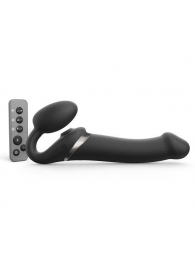 Черный безремневой страпон Multi Orgasm Size L с клиторальной стимуляцией - Strap-on-me - купить с доставкой в Смоленске