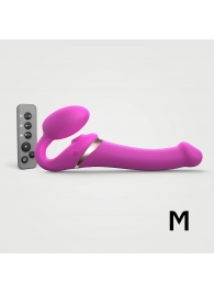 Ярко-розовый безремневой страпон Multi Orgasm Size M с клиторальной стимуляцией - Strap-on-me - купить с доставкой в Смоленске