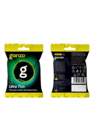 Ультратонкие презервативы Ganzo Ultra thin в мягкой упаковке - 3 шт. - Ganzo - купить с доставкой в Смоленске