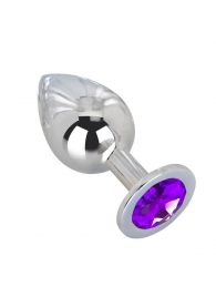 Большой плаг из стали с фиолетовым кристаллом Violet Dream - 9,5 см. - Erotic Fantasy - купить с доставкой в Смоленске